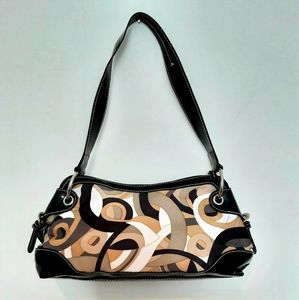 Art Deco Satin & Faux Patent Leather Shoulder Bag